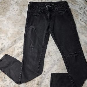 Faded Black AE Distressed Jeggings